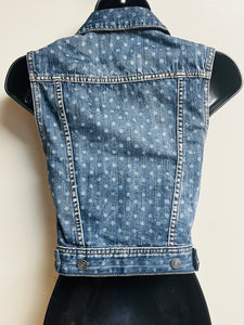 Polka Dotted Denim Vest