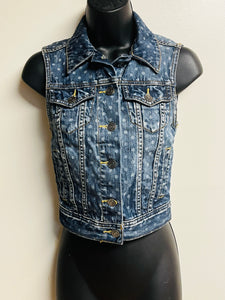 Polka Dotted Denim Vest