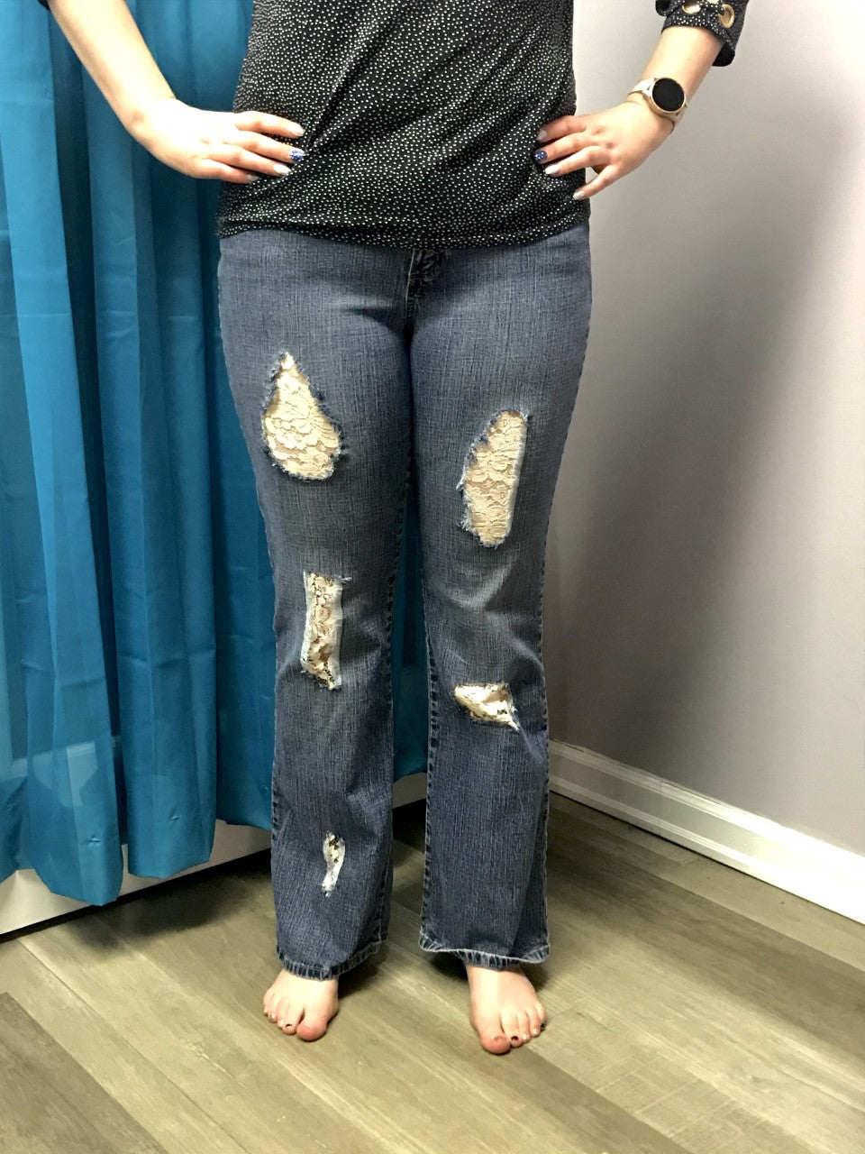 White Lace Peekaboo Jeans