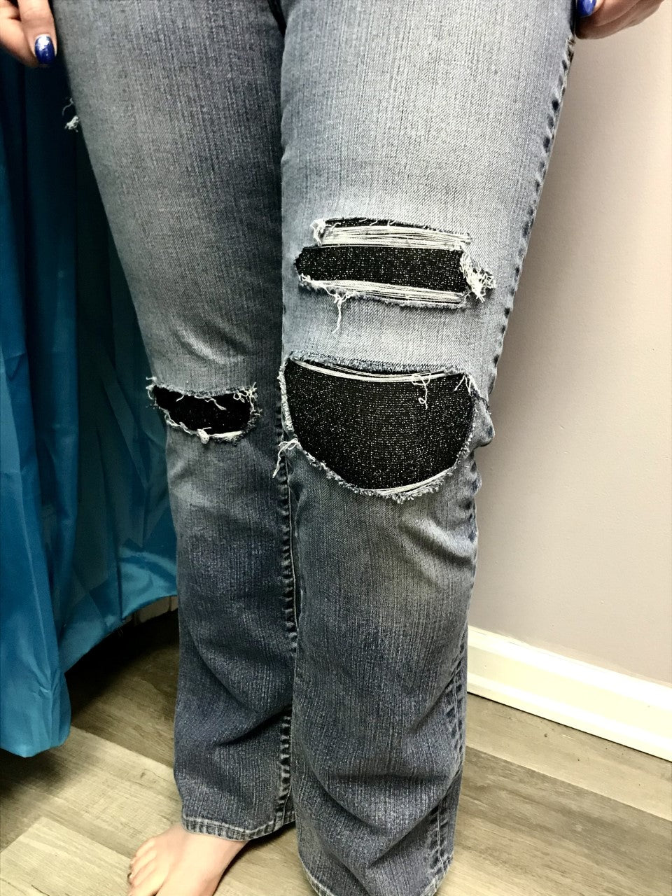 Black Sparkle Peakaboo Jeans