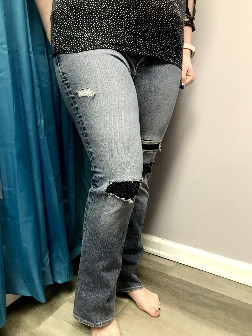 Black Sparkle Peakaboo Jeans