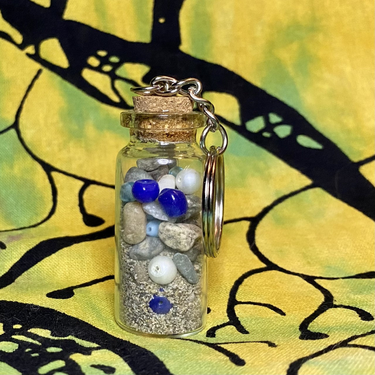 Seashells & Beads in Beach Sand Keychain