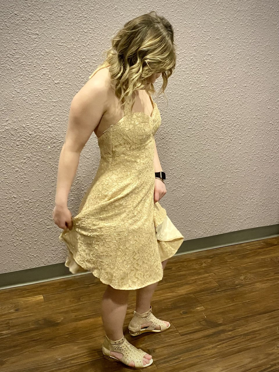 Vintage Beige Halter Dress