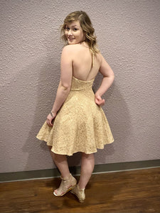 Vintage Beige Halter Dress