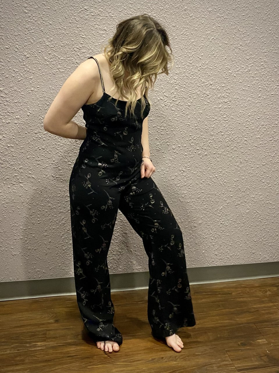 Sparkly Jumpsuit with Rhinestone Straps