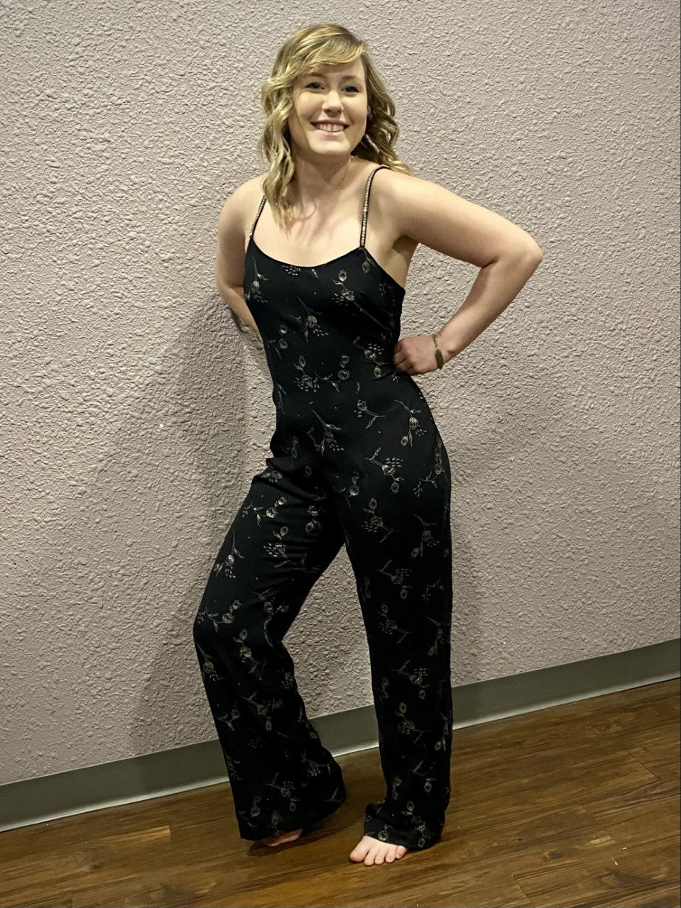 Sparkly Jumpsuit with Rhinestone Straps