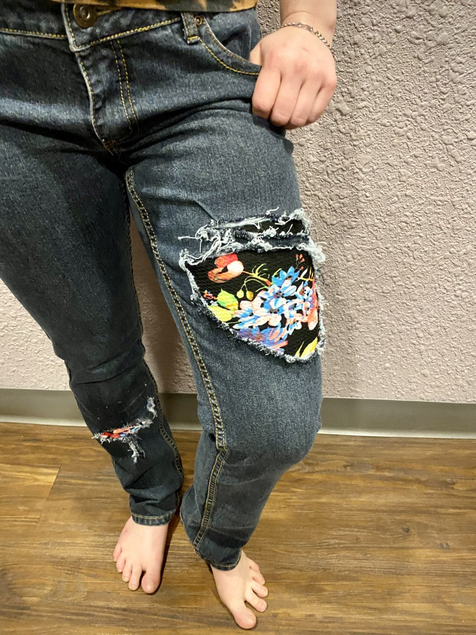 Neon Floral Peakaboo Jeans