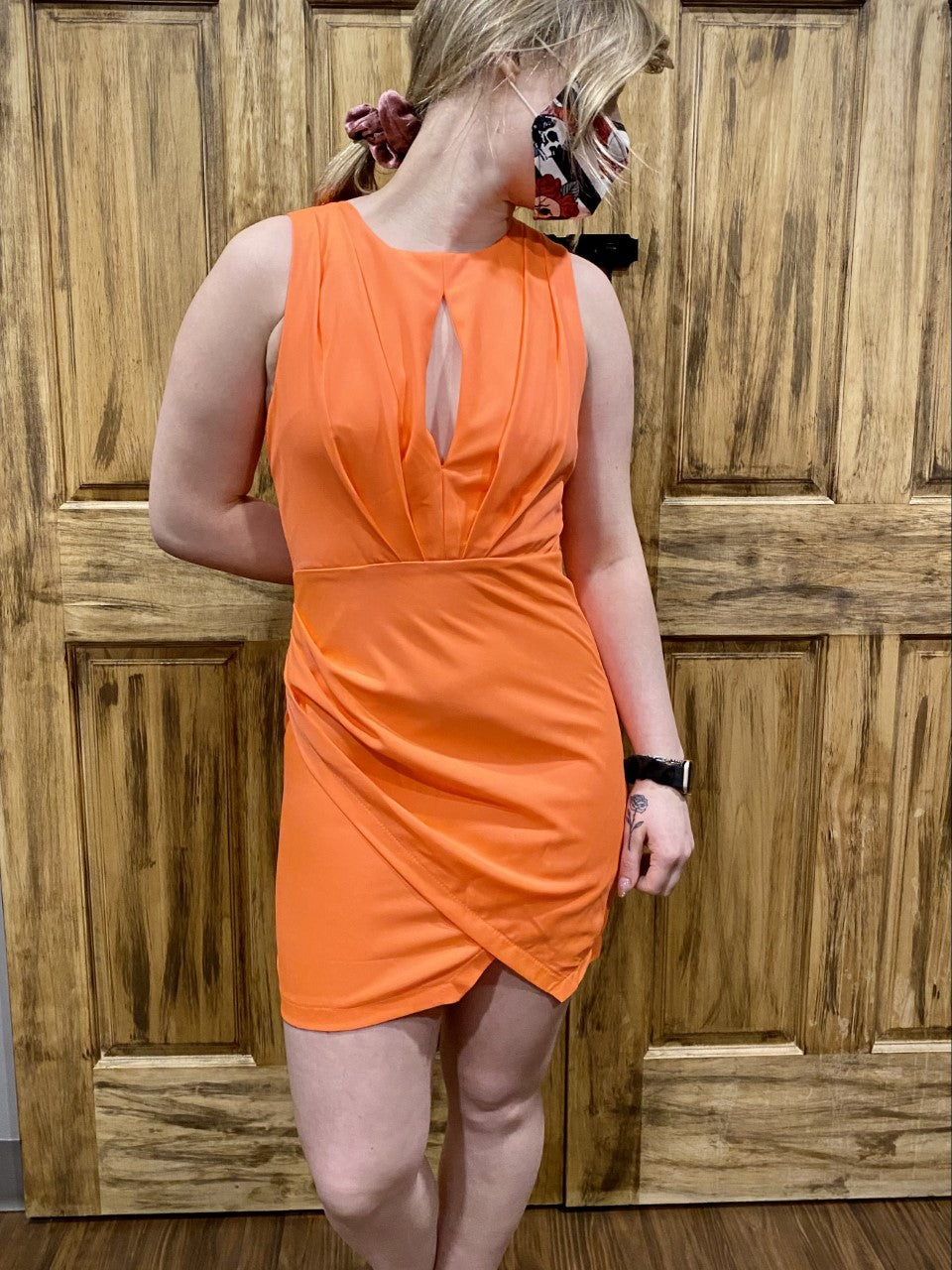 Coral Keyhole Dress