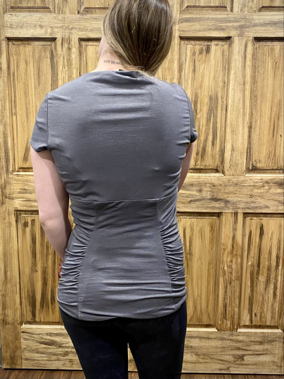 Dark Grey Ruched Top